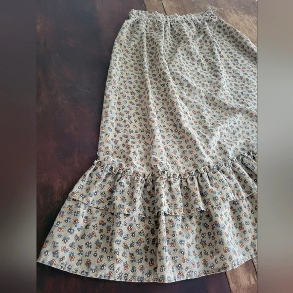 vintage 70s ditsy floral ruffled midi skirt - Picture 2 of 6